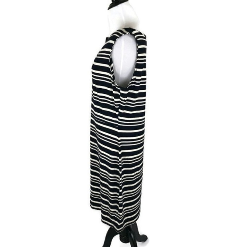 Cremieux Midi Sheath Dress Striped Size Large Nautical Theme - Picture 4 of 7